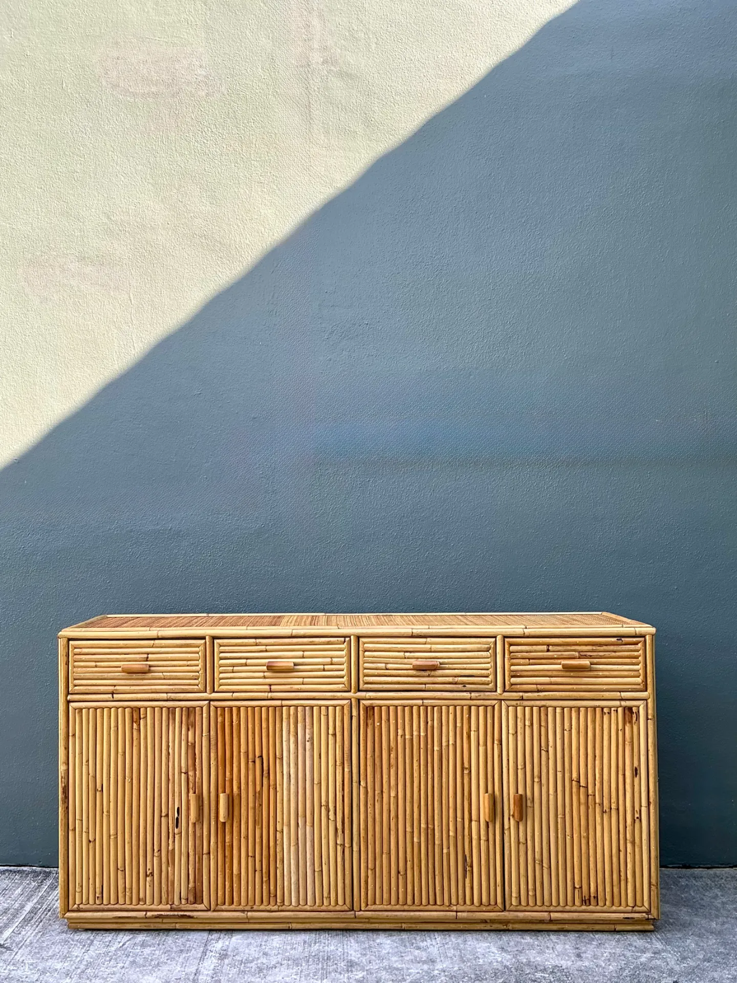 Vintage Stacked Rattan Credenza — additional photo 8