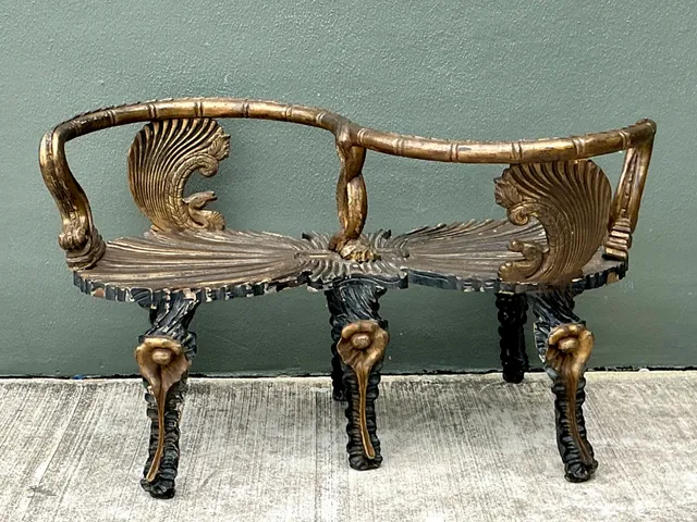 Vintage Gilt Carved Grotto Tete-A-Tete — additional photo 3