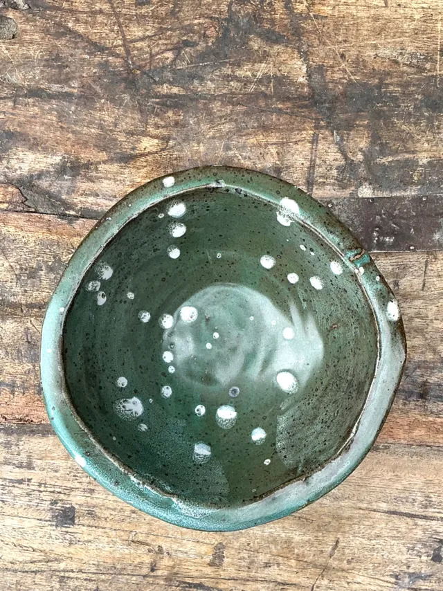 Vintage Green Glazed Studio Pottery Bowl — additional photo 6