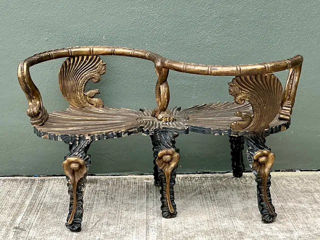 Vintage Gilt Carved Grotto Tete-A-Tete — additional photo 1