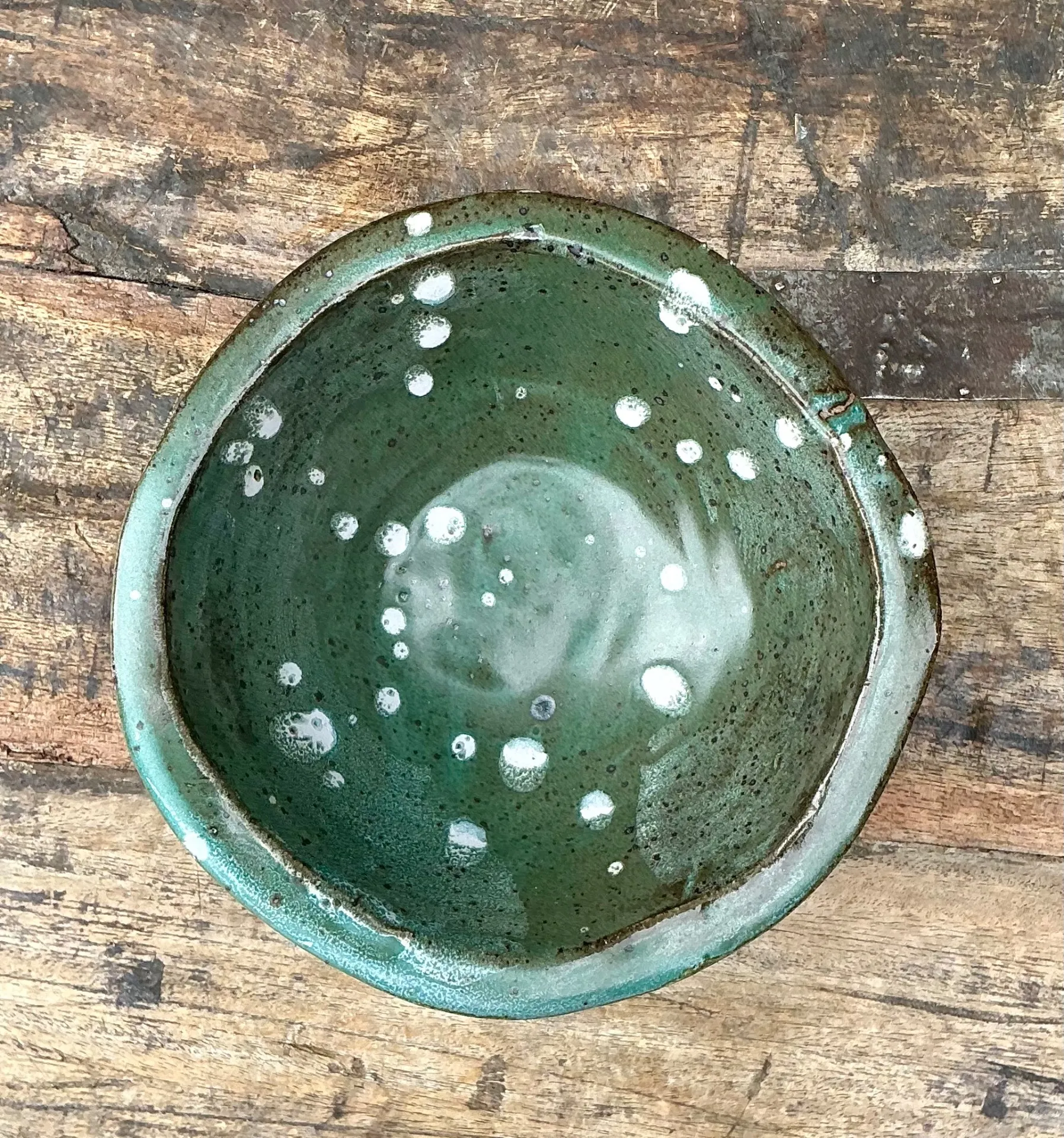 Vintage Green Glazed Studio Pottery Bowl — additional photo 4