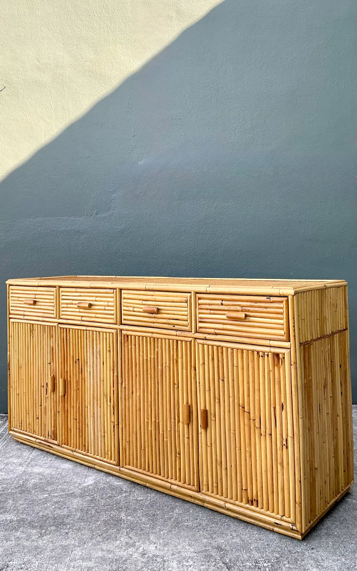 Vintage Stacked Rattan Credenza — additional photo 2