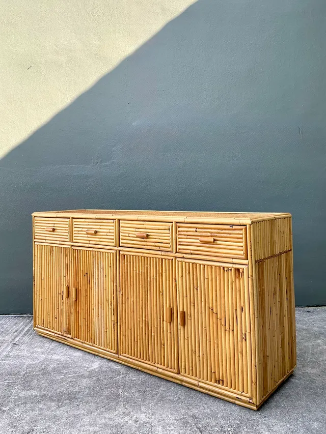 Vintage Stacked Rattan Credenza — additional photo 2