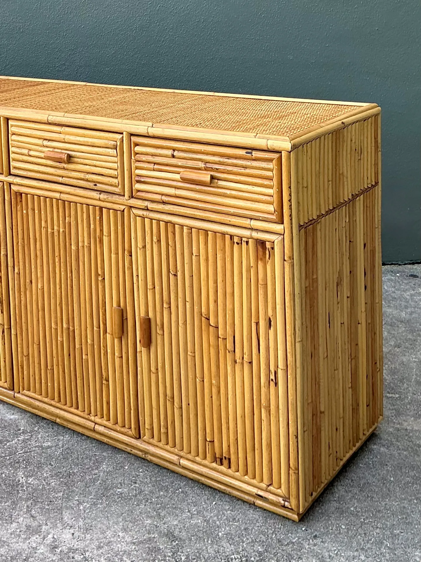 Vintage Stacked Rattan Credenza — additional photo 6