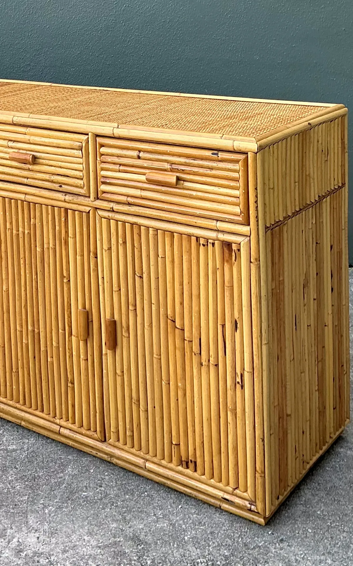Vintage Stacked Rattan Credenza — additional photo 6