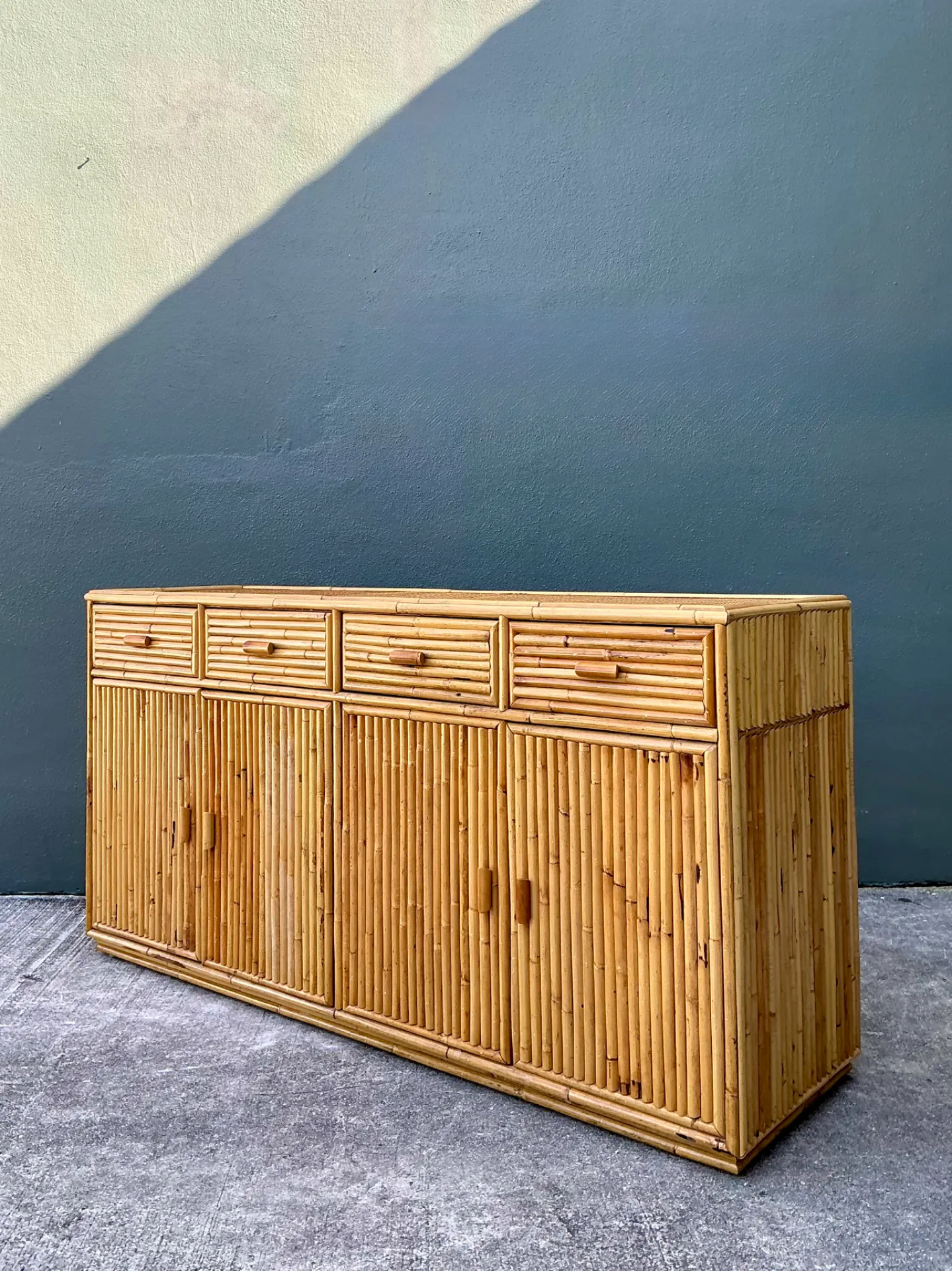 Vintage Stacked Rattan Credenza — additional photo 4
