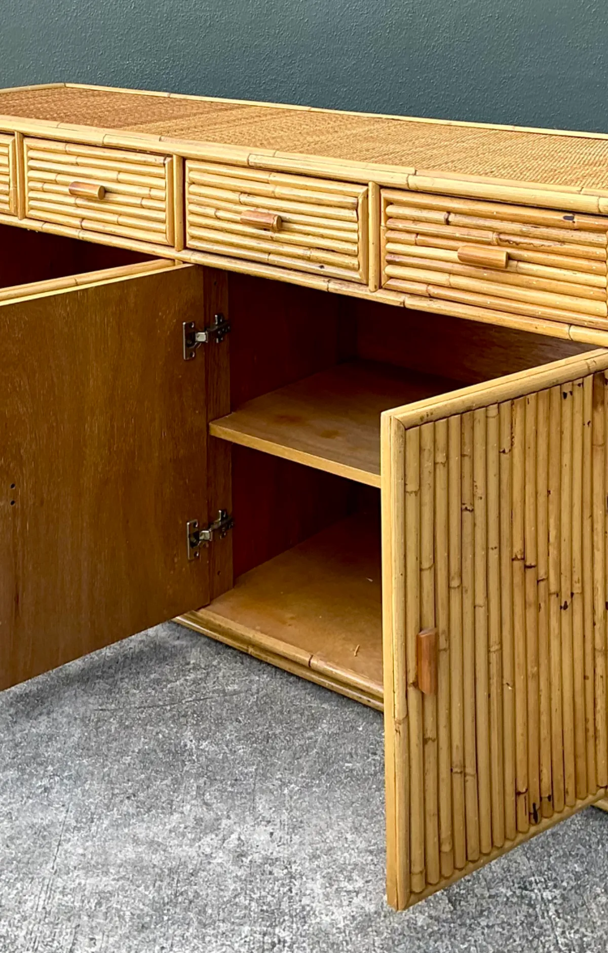 Vintage Stacked Rattan Credenza — additional photo 7