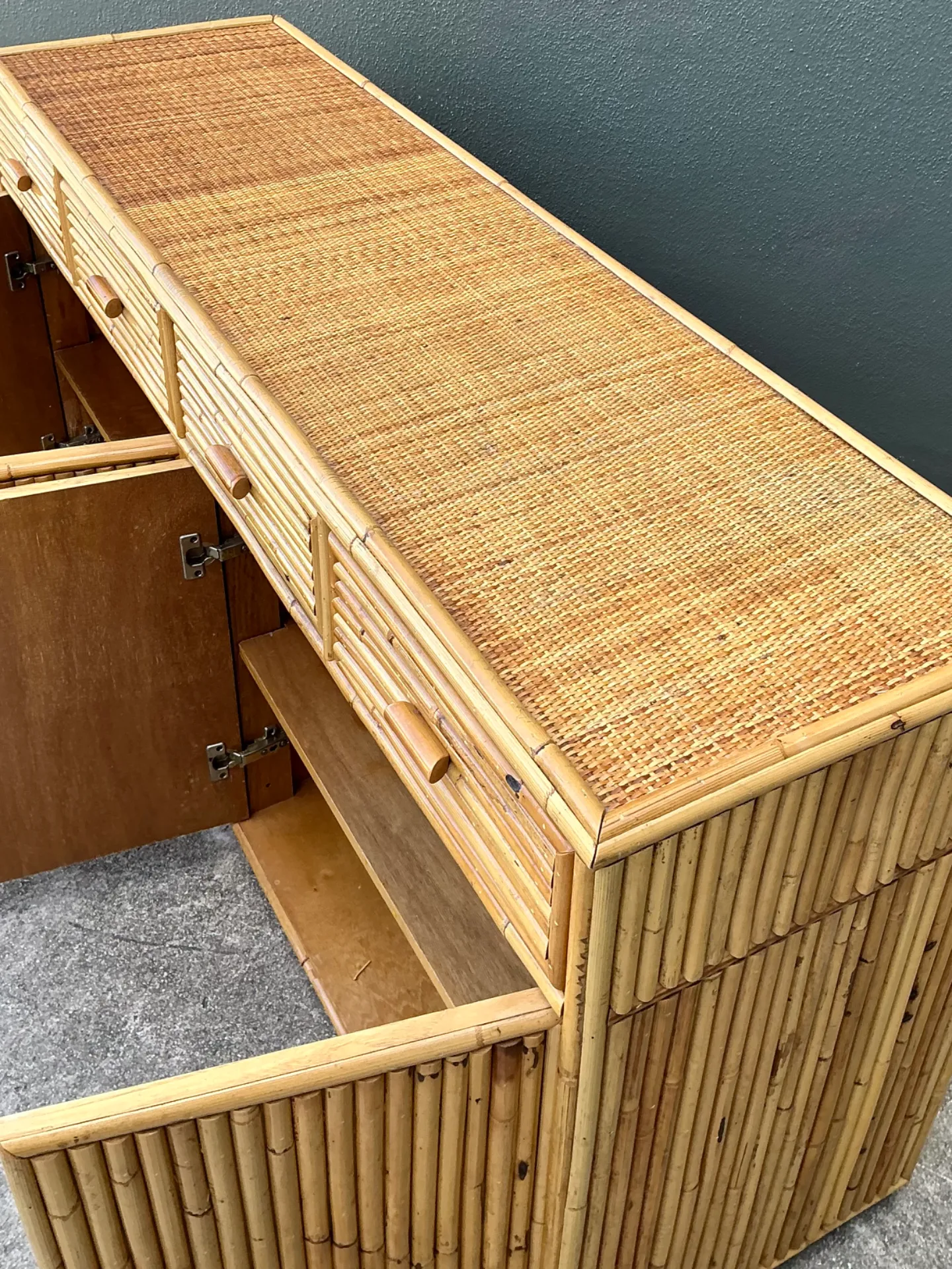 Vintage Stacked Rattan Credenza — additional photo 5
