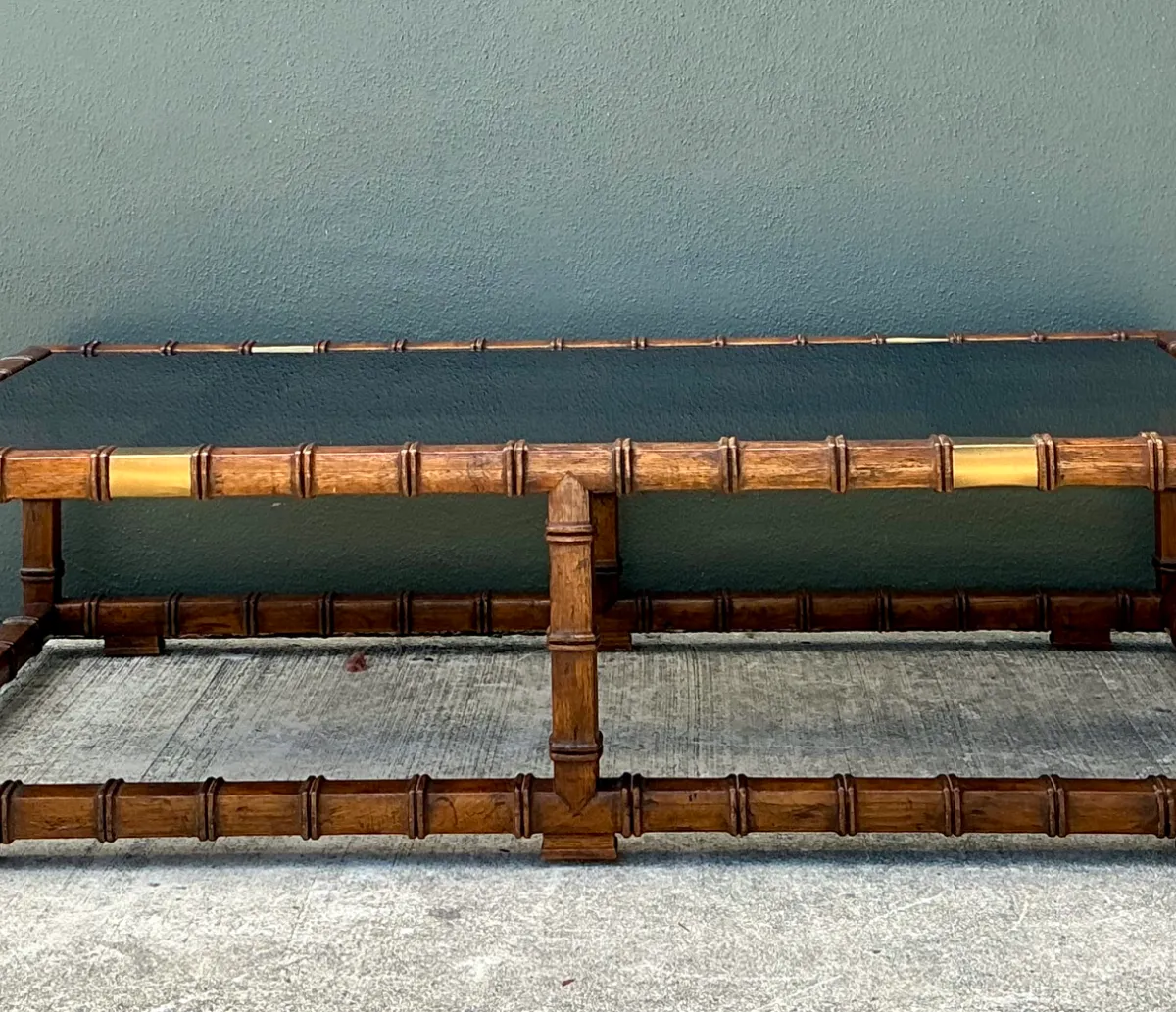 Vintage Carved Faux Bamboo and Glass Coffee Table — additional photo 6