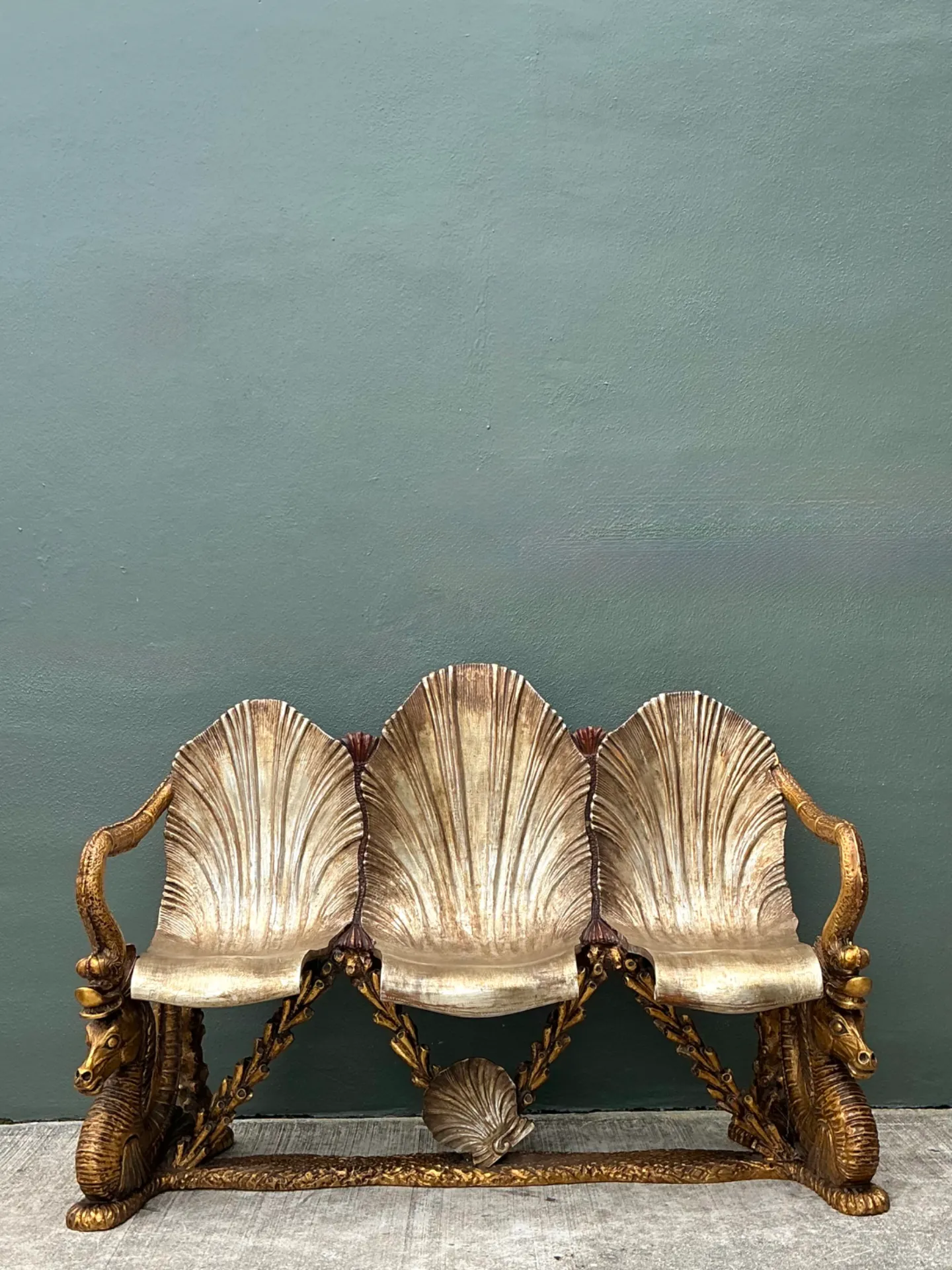 Vintage Venetian Gilt Carved Grotto Bench — additional photo 1