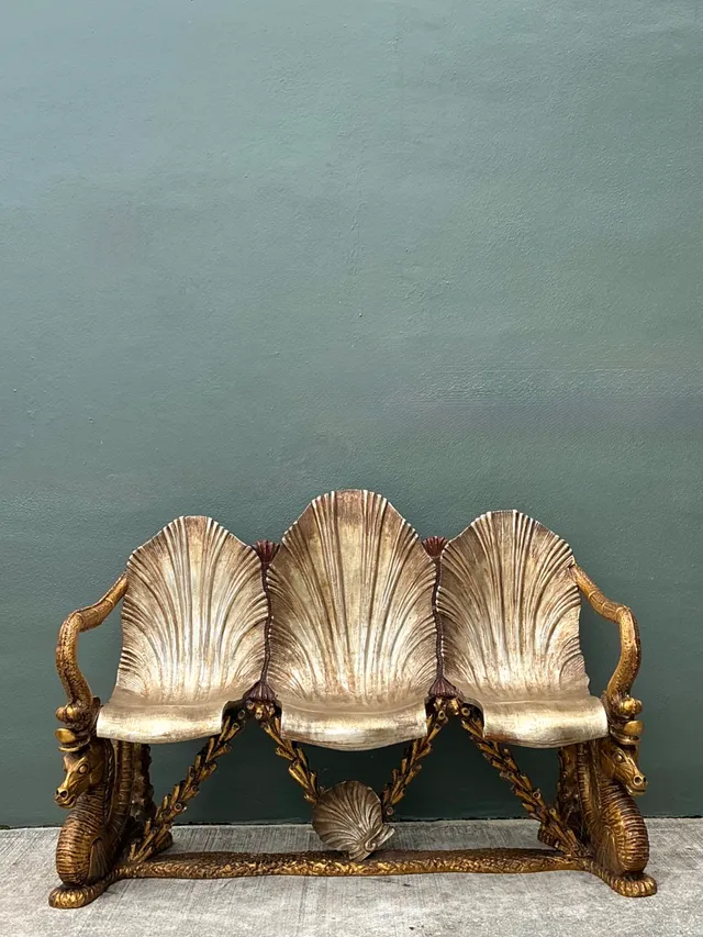 Vintage Venetian Gilt Carved Grotto Bench — additional photo 1