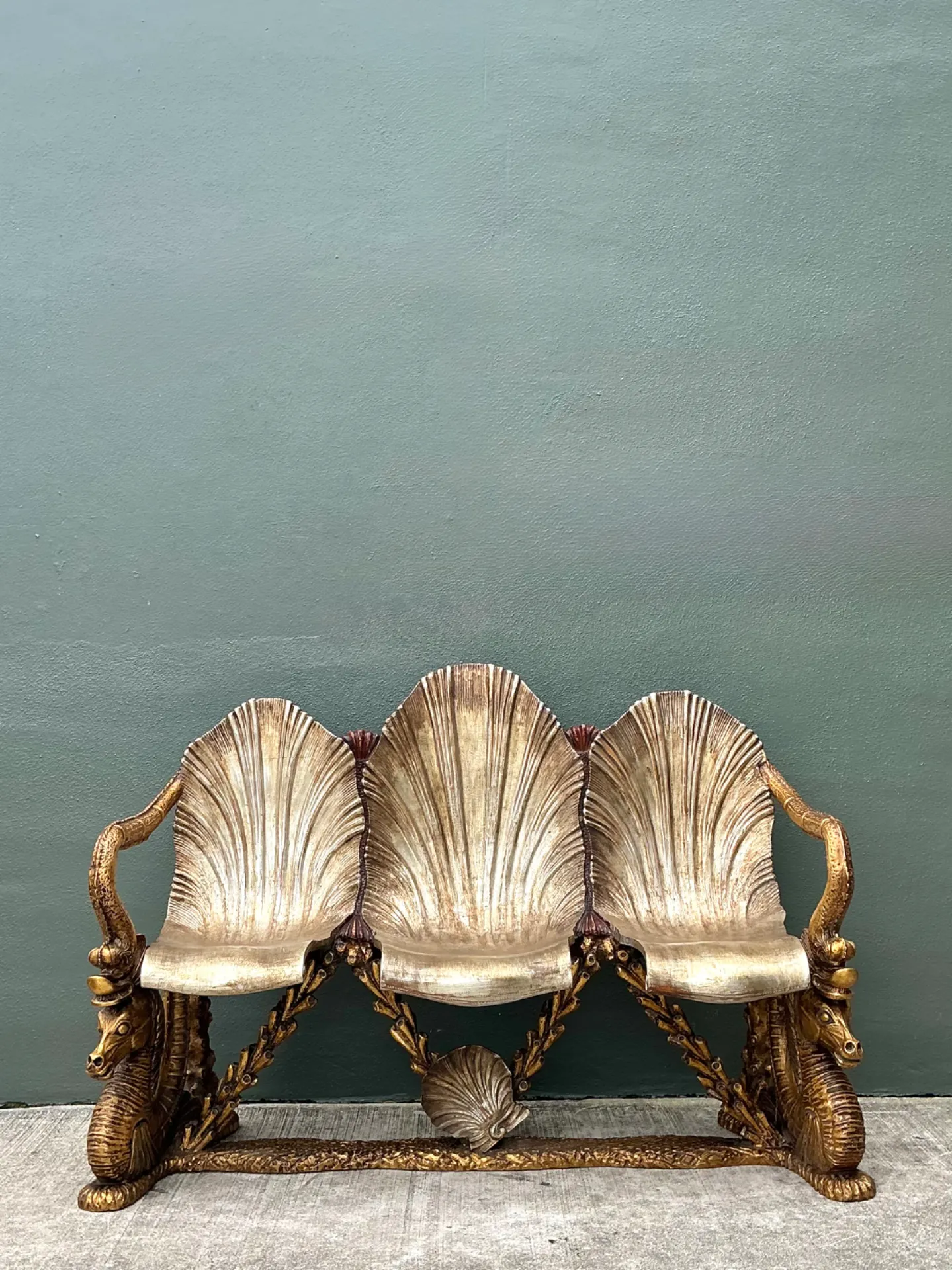 Vintage Venetian Gilt Carved Grotto Bench — additional photo 3