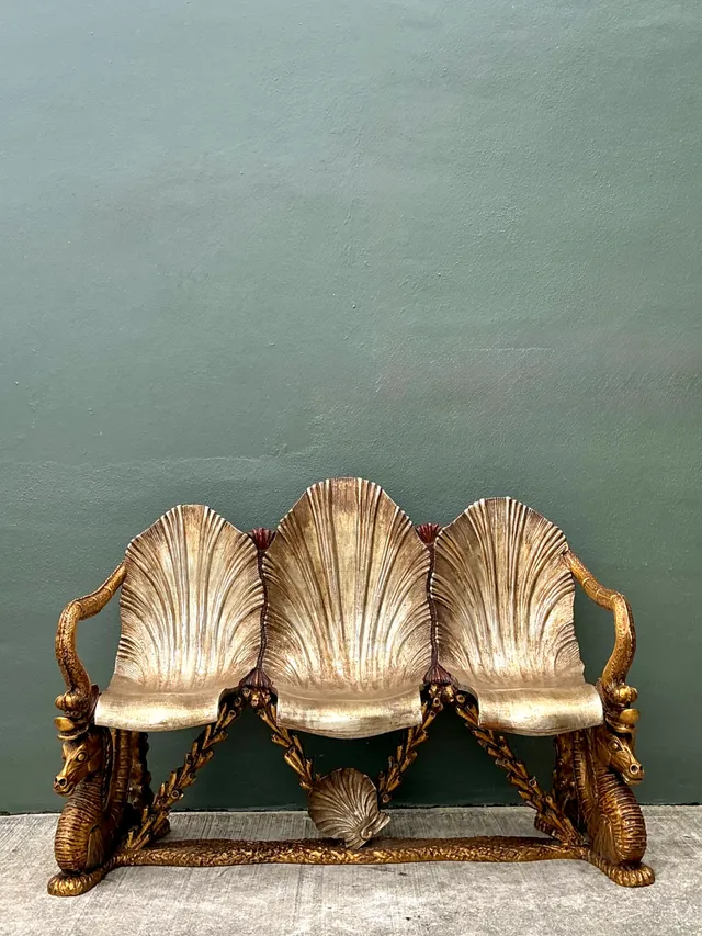 Vintage Venetian Gilt Carved Grotto Bench — additional photo 5
