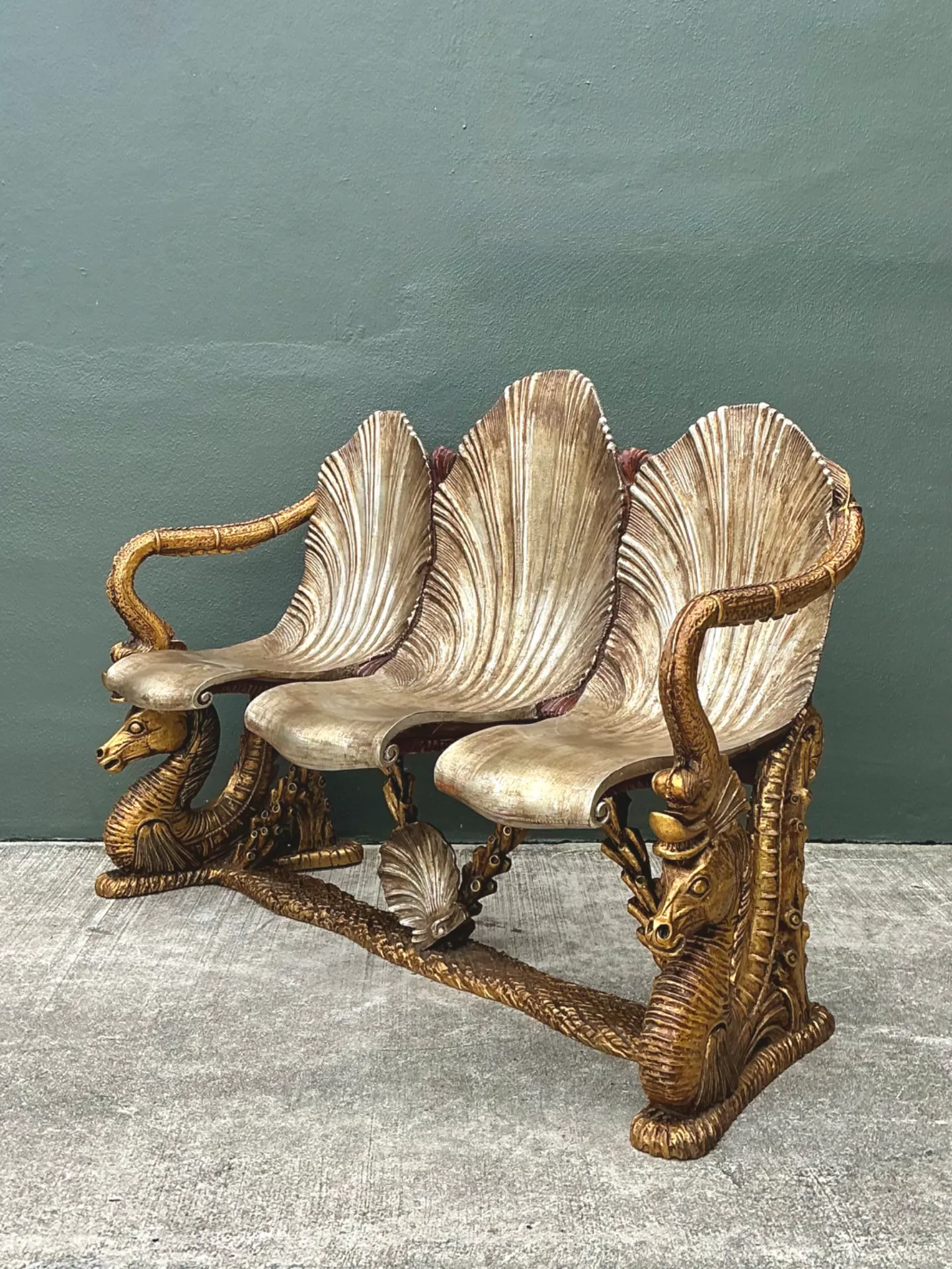 Vintage Venetian Gilt Carved Grotto Bench — additional photo 2
