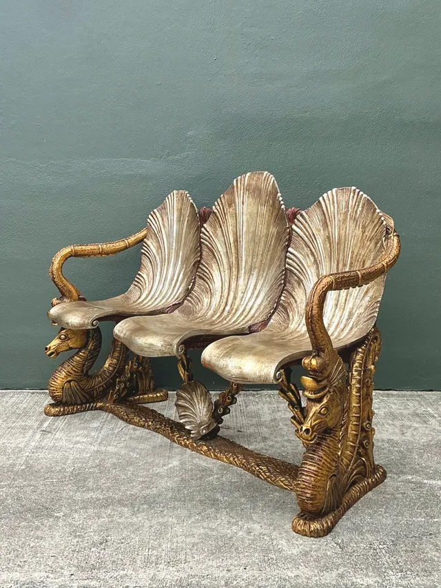 Vintage Venetian Gilt Carved Grotto Bench — additional photo 2