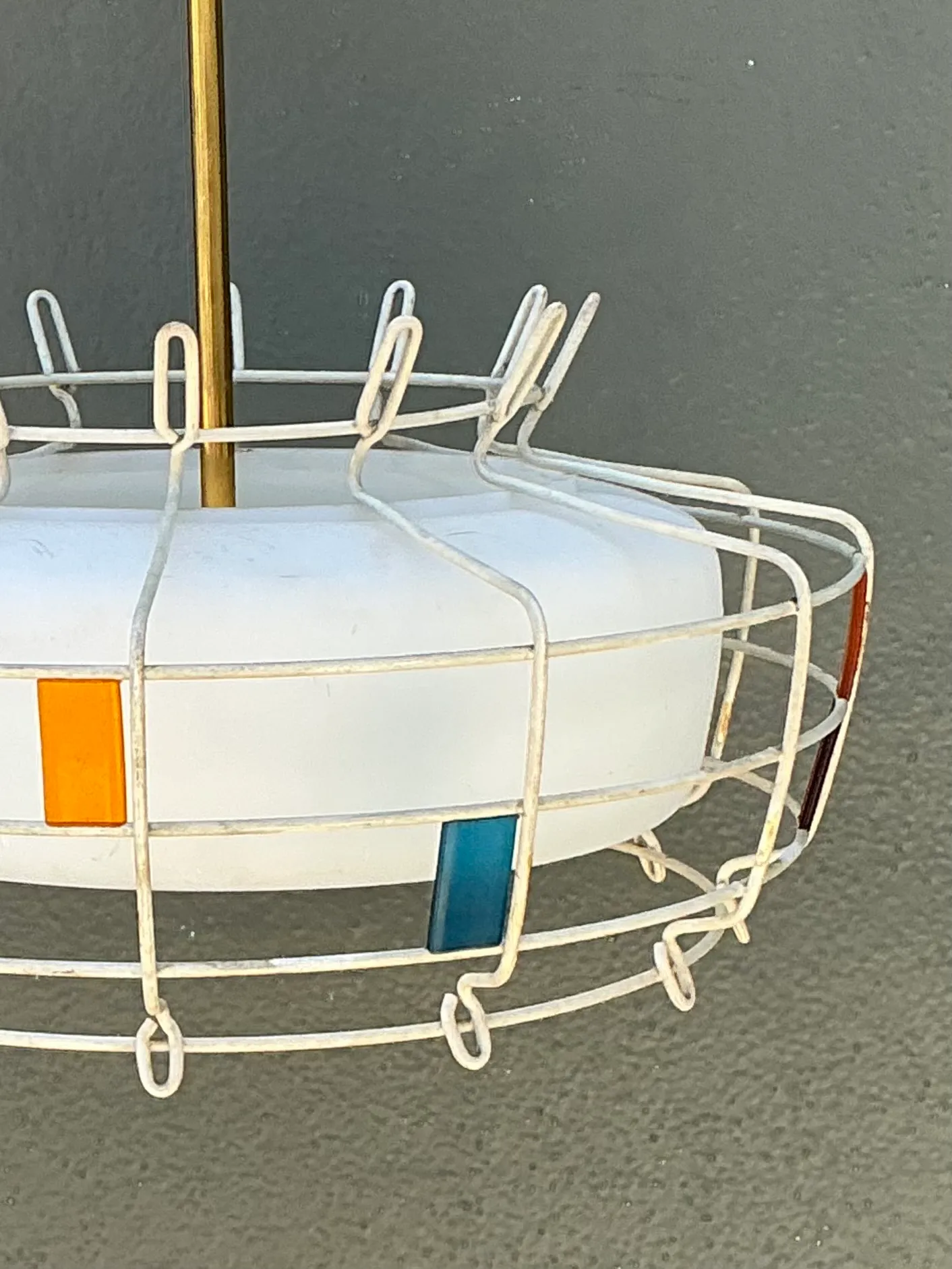Vintage Mid-Century Modern Wire Pendant Fixture — additional photo 1