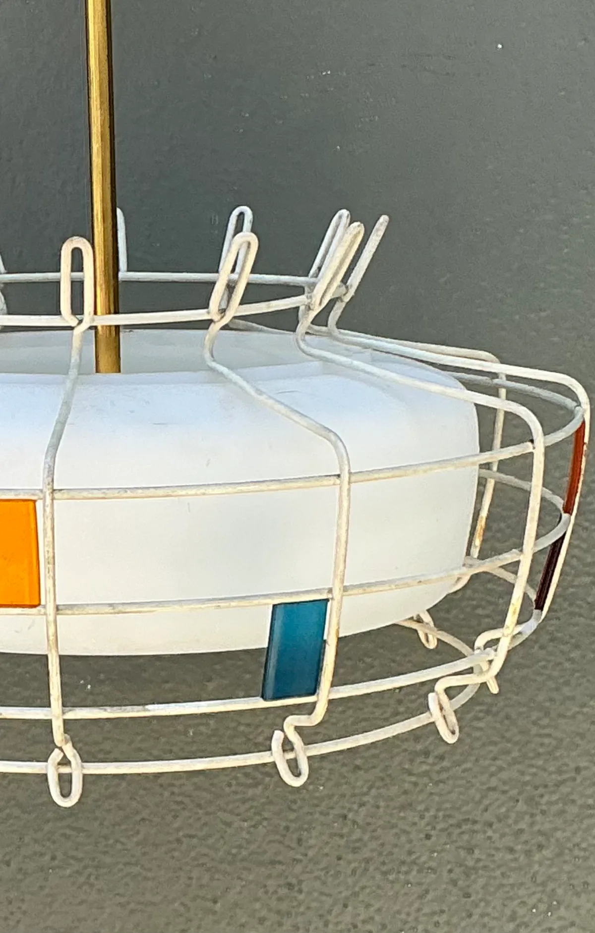 Vintage Mid-Century Modern Wire Pendant Fixture — additional photo 1
