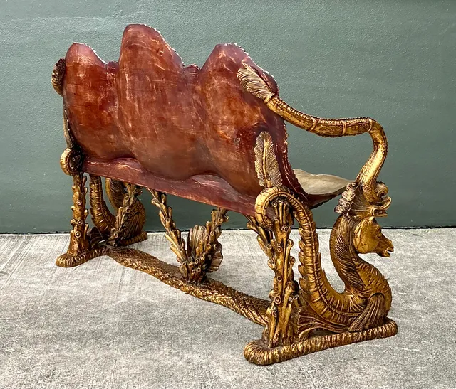 Vintage Venetian Gilt Carved Grotto Bench — additional photo 6