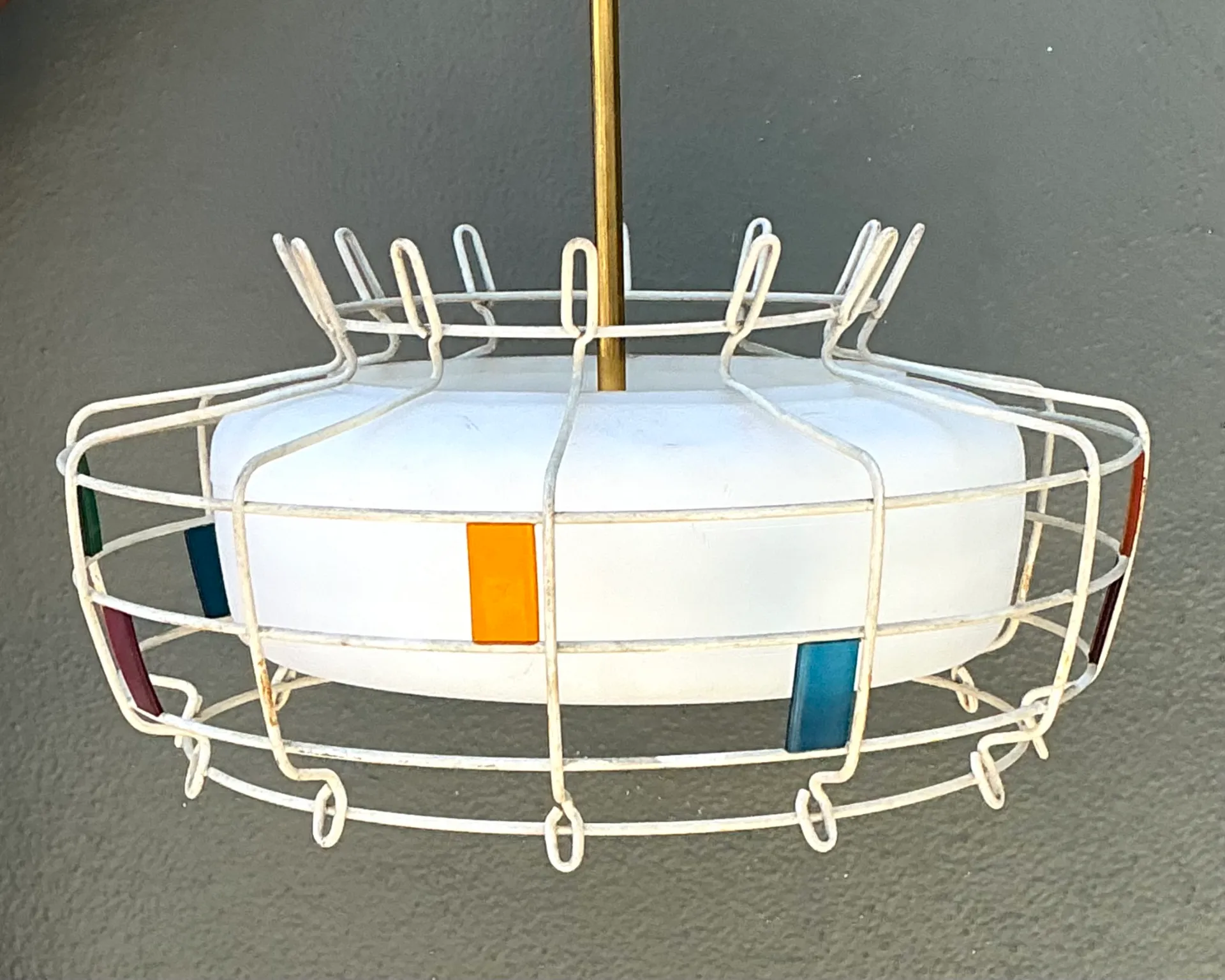 Vintage Mid-Century Modern Wire Pendant Fixture — additional photo 3