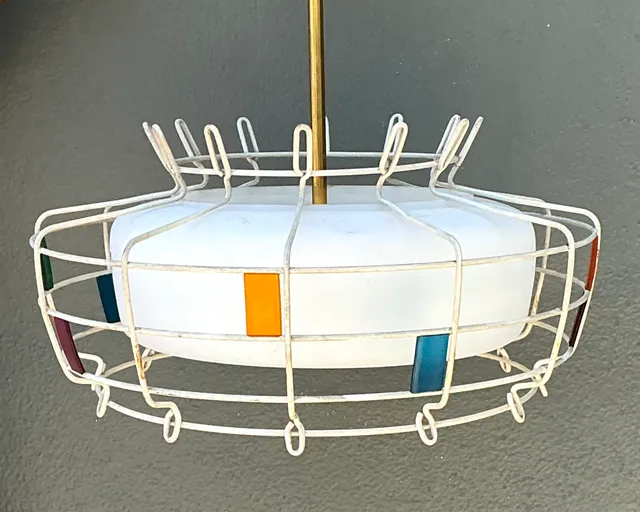 Vintage Mid-Century Modern Wire Pendant Fixture — additional photo 3
