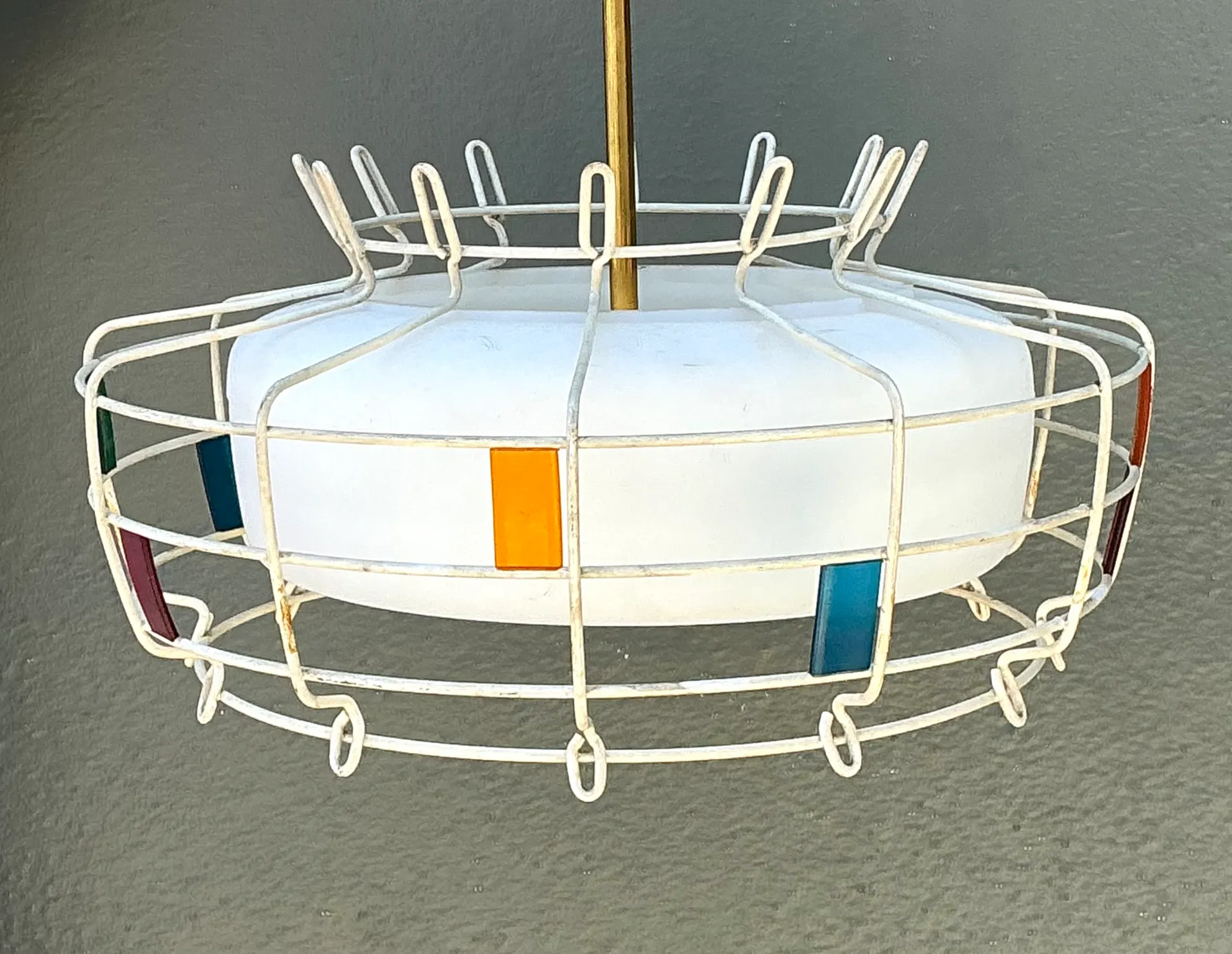 Vintage Mid-Century Modern Wire Pendant Fixture — additional photo 6