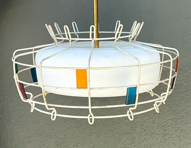 Vintage Mid-Century Modern Wire Pendant Fixture — additional photo 6
