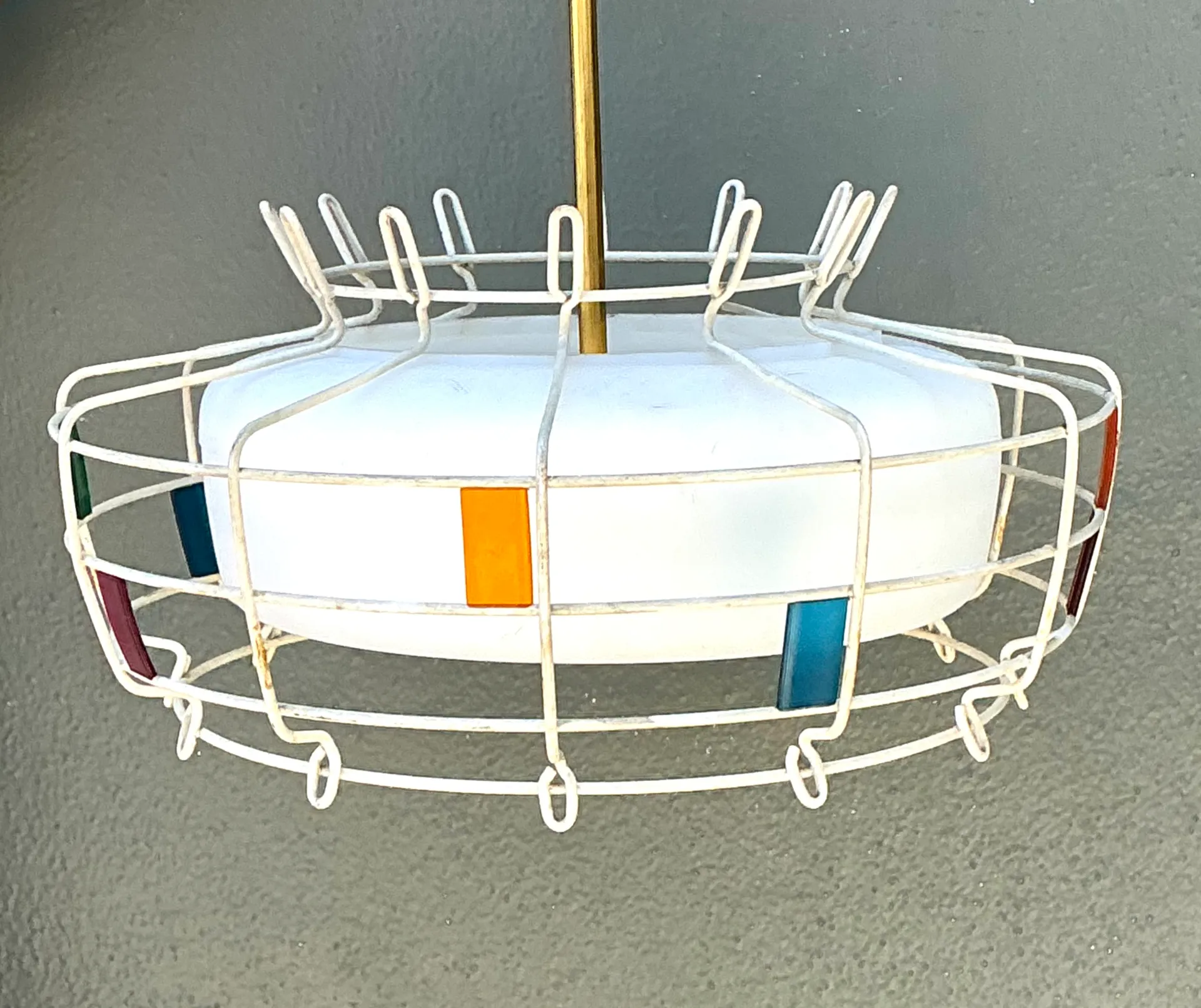 Vintage Mid-Century Modern Wire Pendant Fixture — additional photo 7