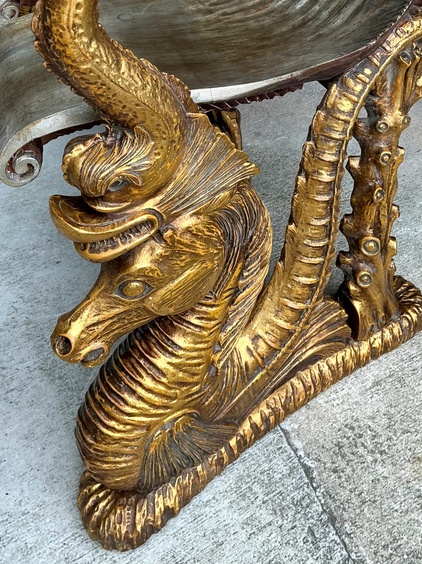 Vintage Venetian Gilt Carved Grotto Bench — additional photo 8