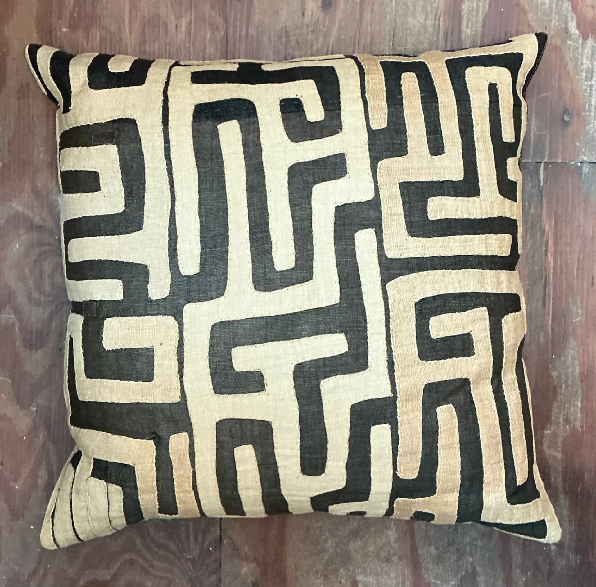 Vintage Kuba Cloth Pattern Pillow — additional photo 1
