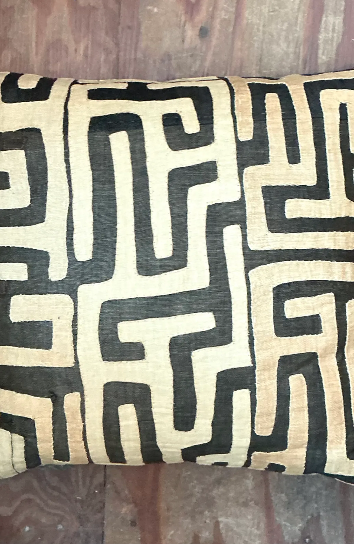 Vintage Kuba Cloth Pattern Pillow - Back view