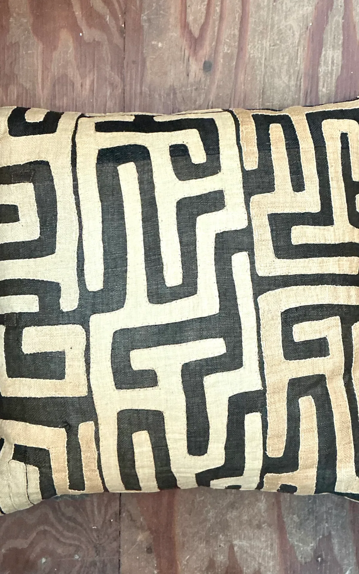 Vintage Kuba Cloth Pattern Pillow - Top view