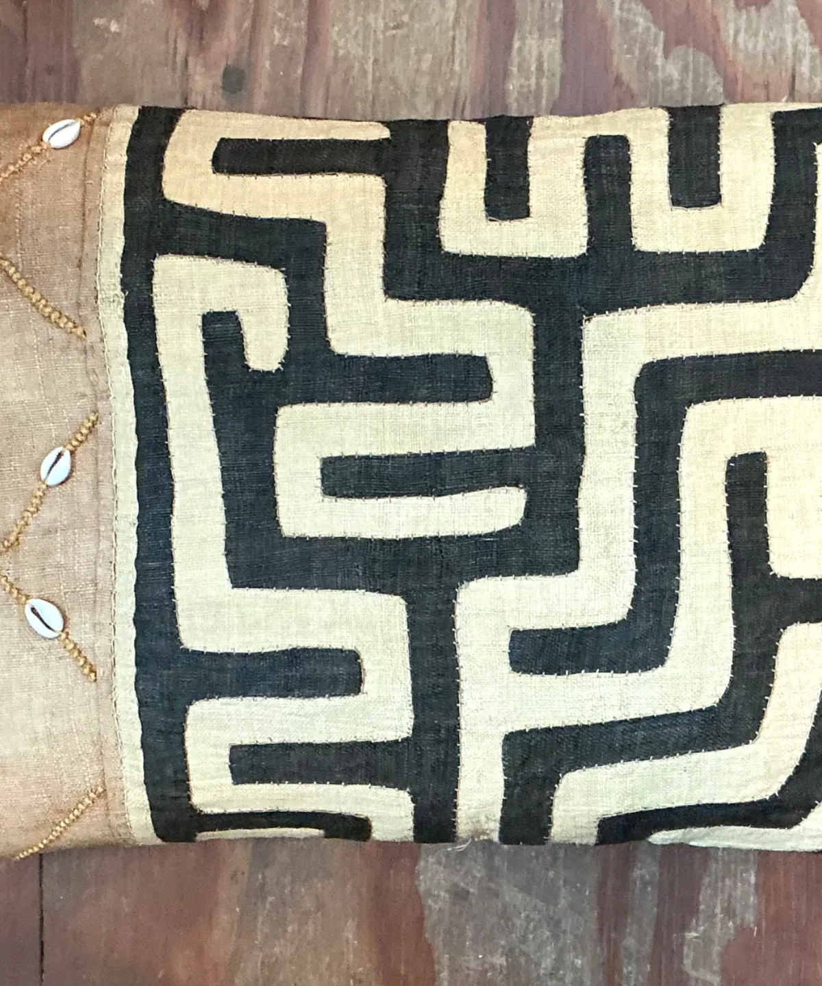 Vintage Mudcloth Pattern Pillow - Angle view