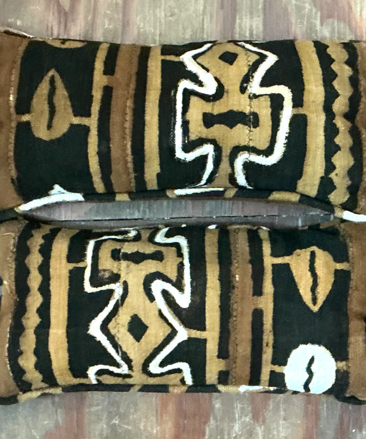 Vintage Mudcloth Pattern Pillows - A Pair - Back view