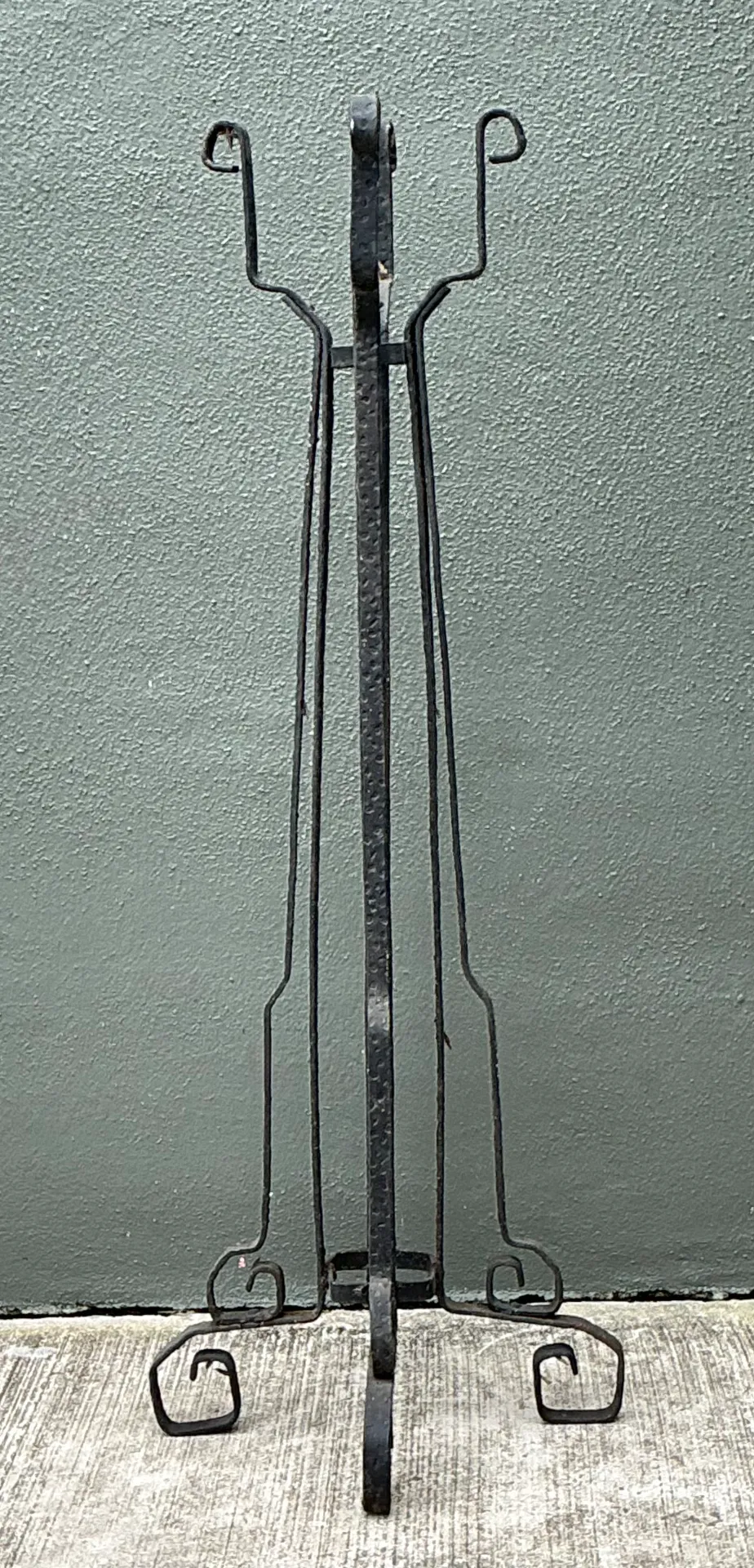 Vintage Hammered Iron and Wells Cement Planter Stand — additional photo 7