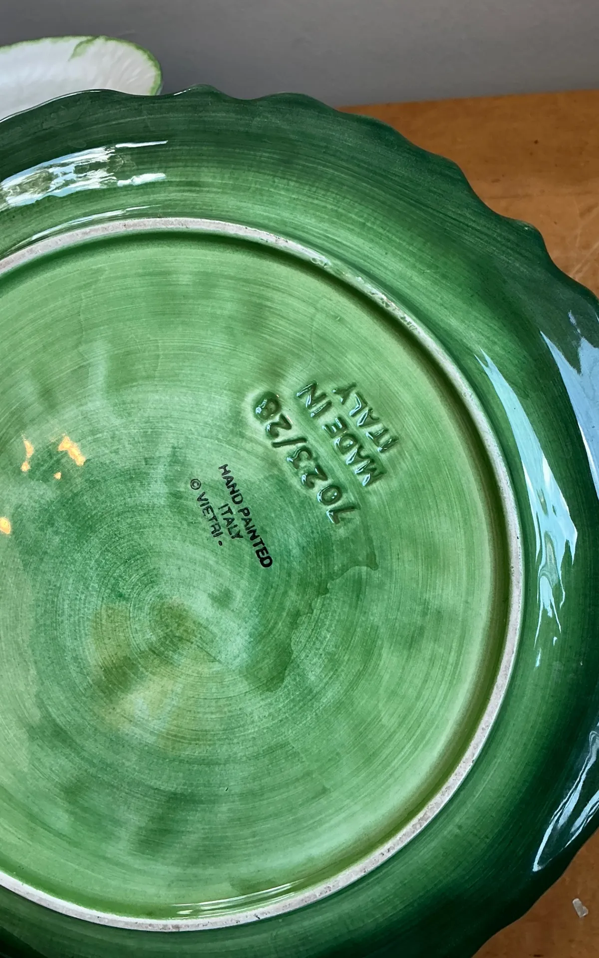 Vintage Bordallo Pinheiro Green Cabbage Leaf Platter - Ceramic, 10.75W x 1H — additional photo 1