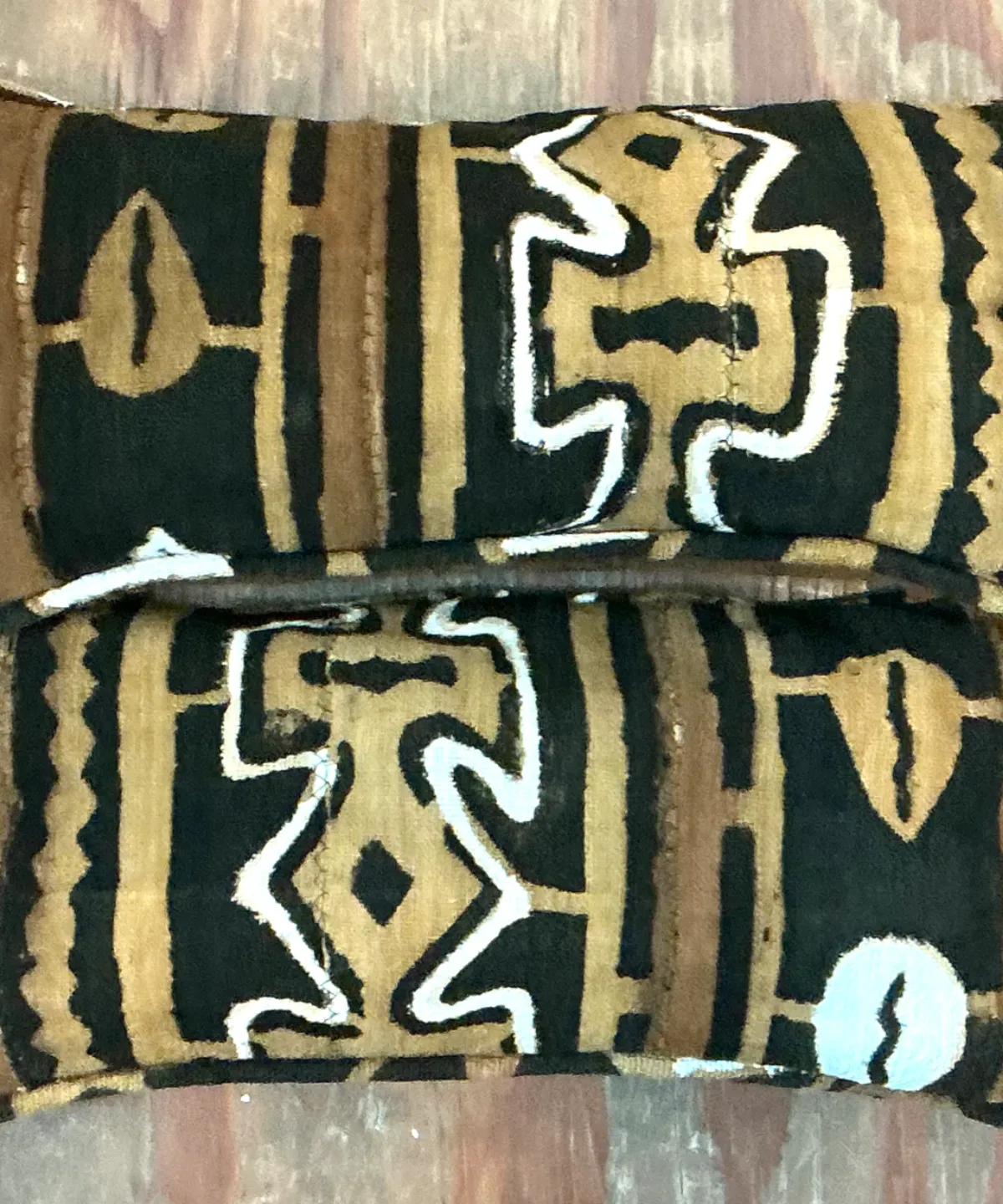 Vintage Mudcloth Pattern Pillows - A Pair - Angle view