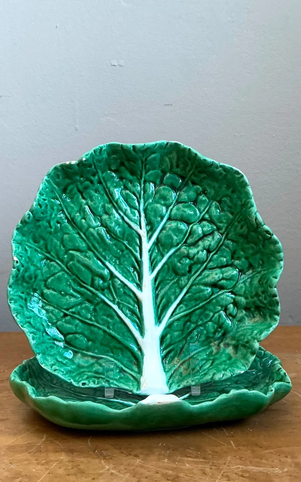 Vintage Bordallo Pinheiro Green Cabbage Leaf Plate — additional photo 4