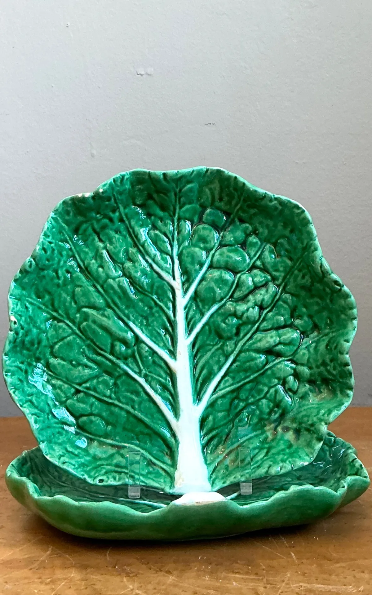 Vintage Bordallo Pinheiro Green Cabbage Leaf Plate — additional photo 3