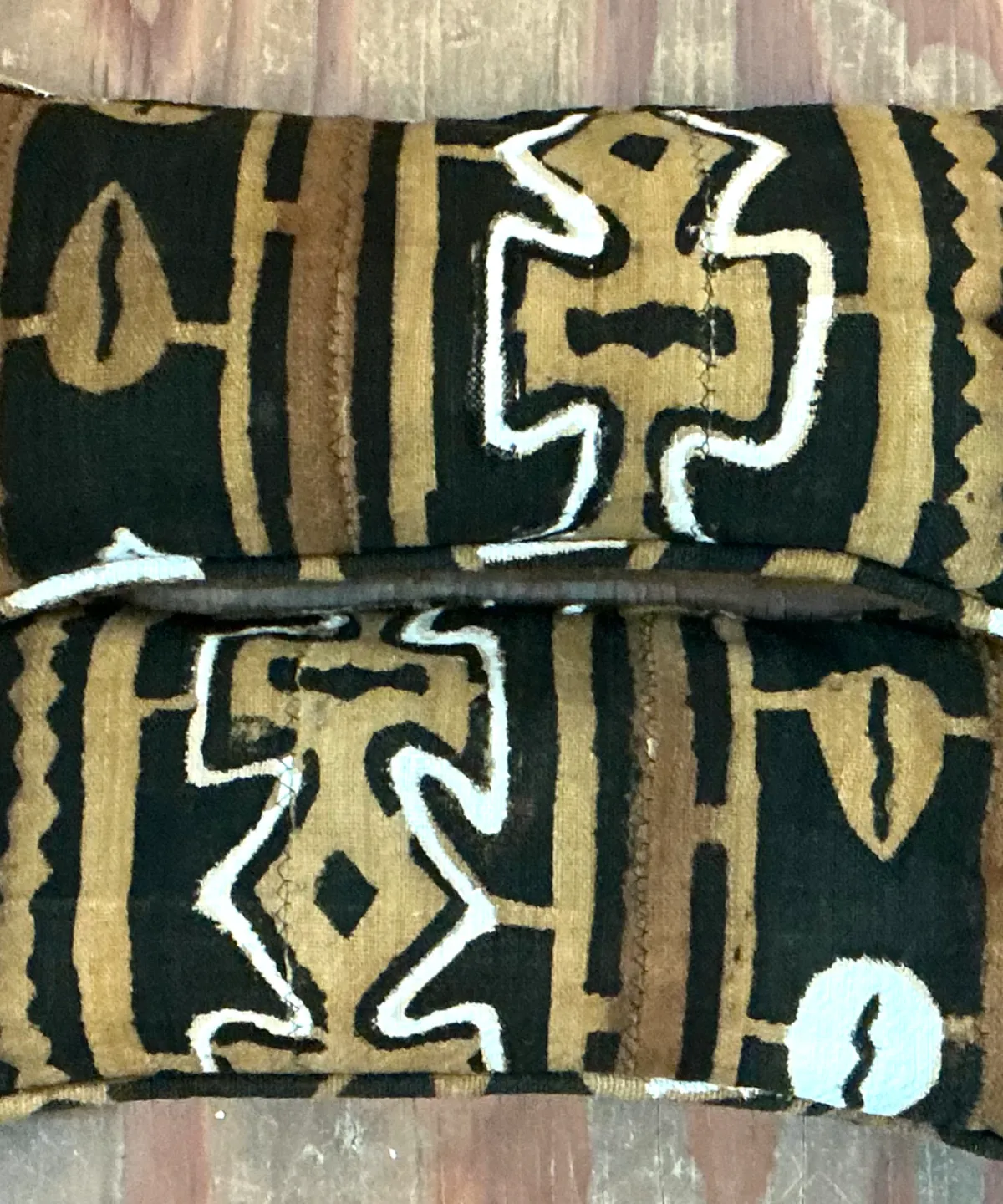 Vintage Mudcloth Pattern Pillows - A Pair - Side view
