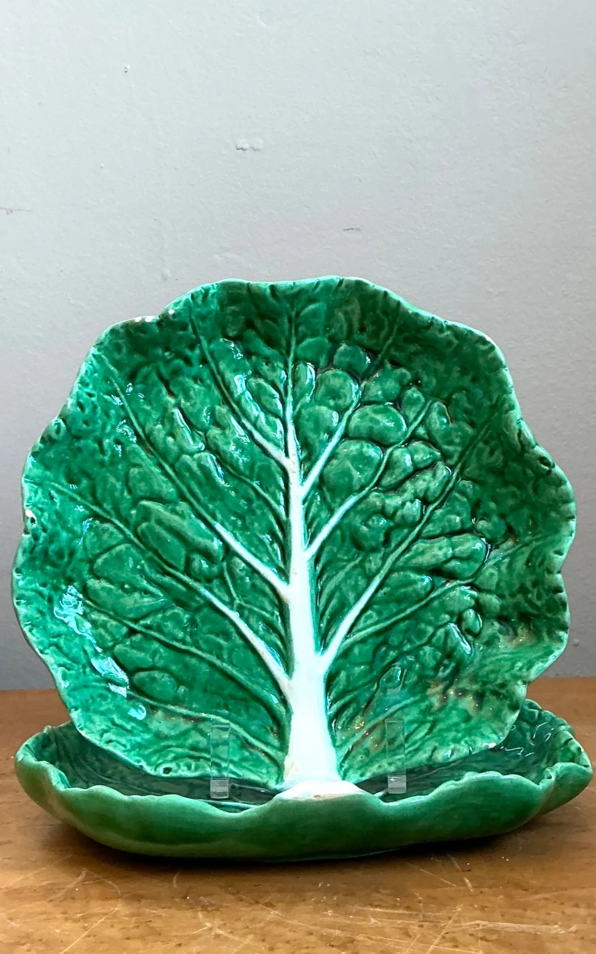 Vintage Bordallo Pinheiro Green Cabbage Leaf Plate — additional photo 5