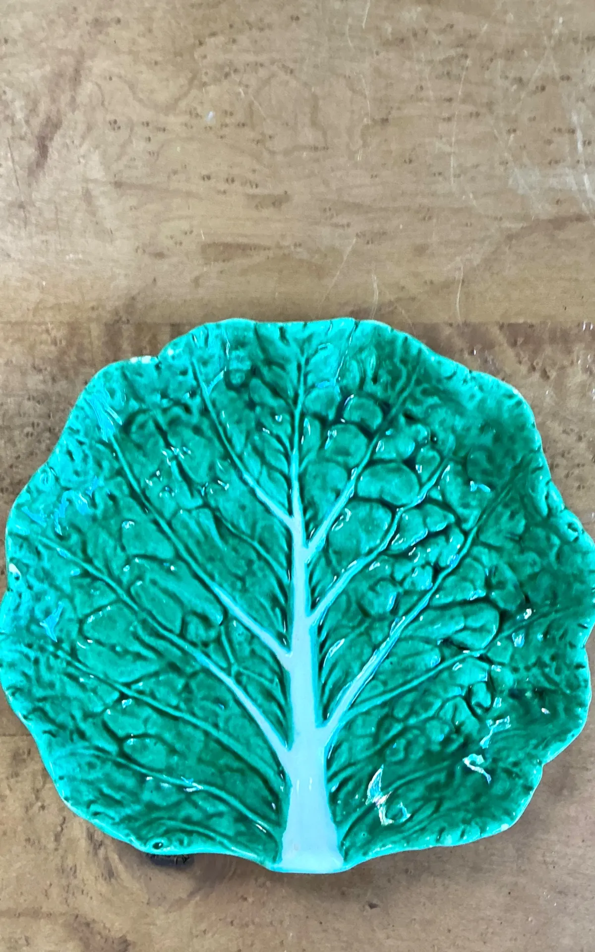 Vintage Bordallo Pinheiro Green Cabbage Leaf Plate — additional photo 2