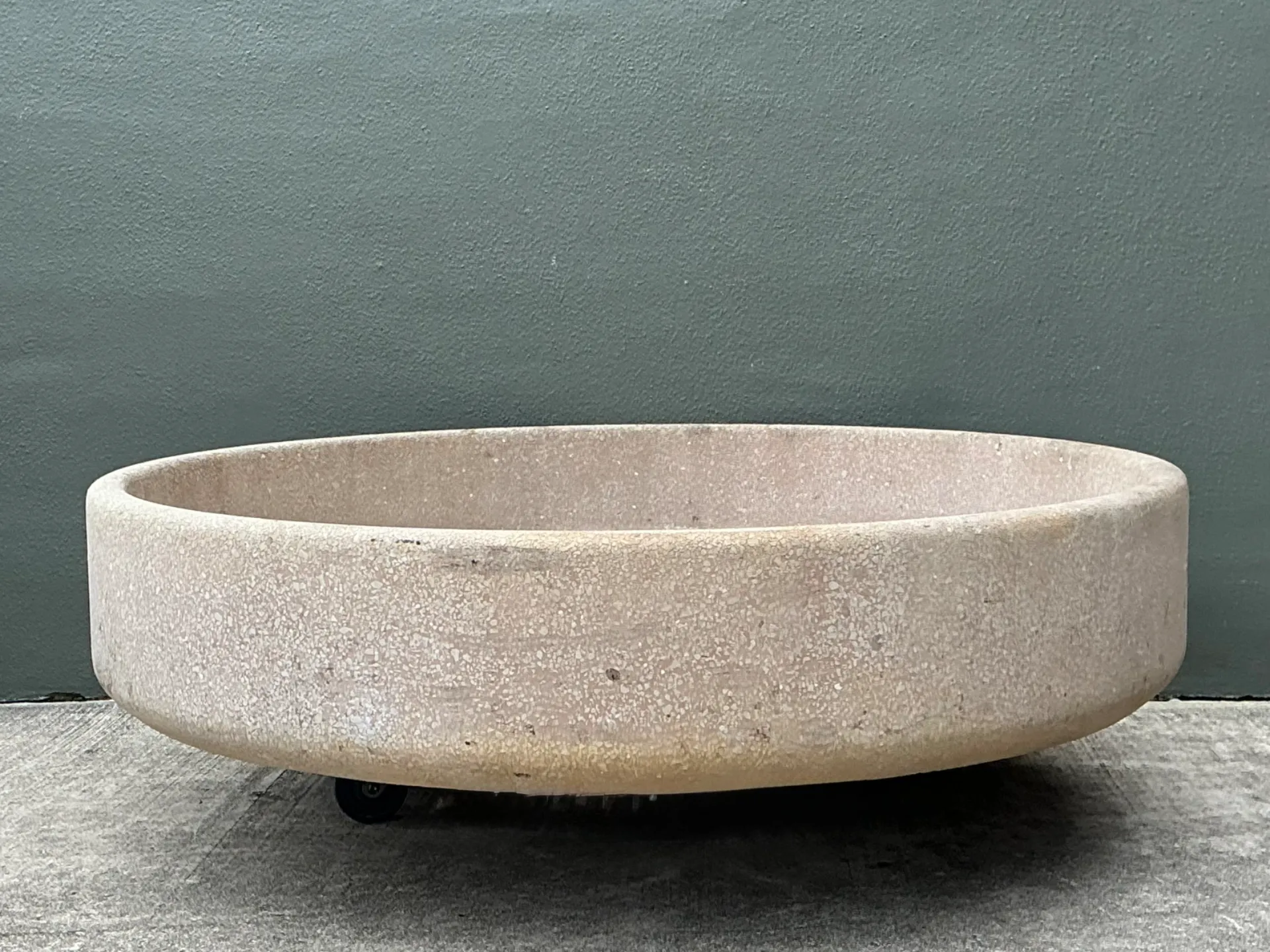 Vintage Monumental Stone Disc Garden Planter — additional photo 2