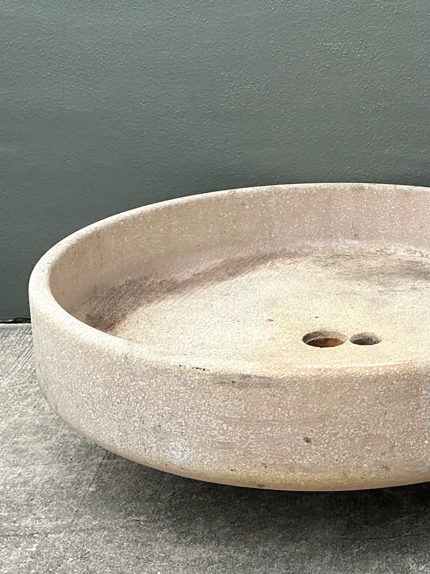 Vintage Monumental Stone Disc Garden Planter — additional photo 4