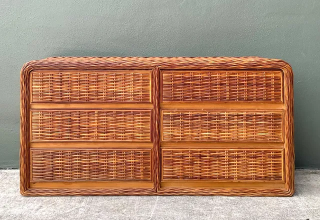 Vintage Woven Rattan Dresser - Rattan, 60W x 29.75H — additional photo 6