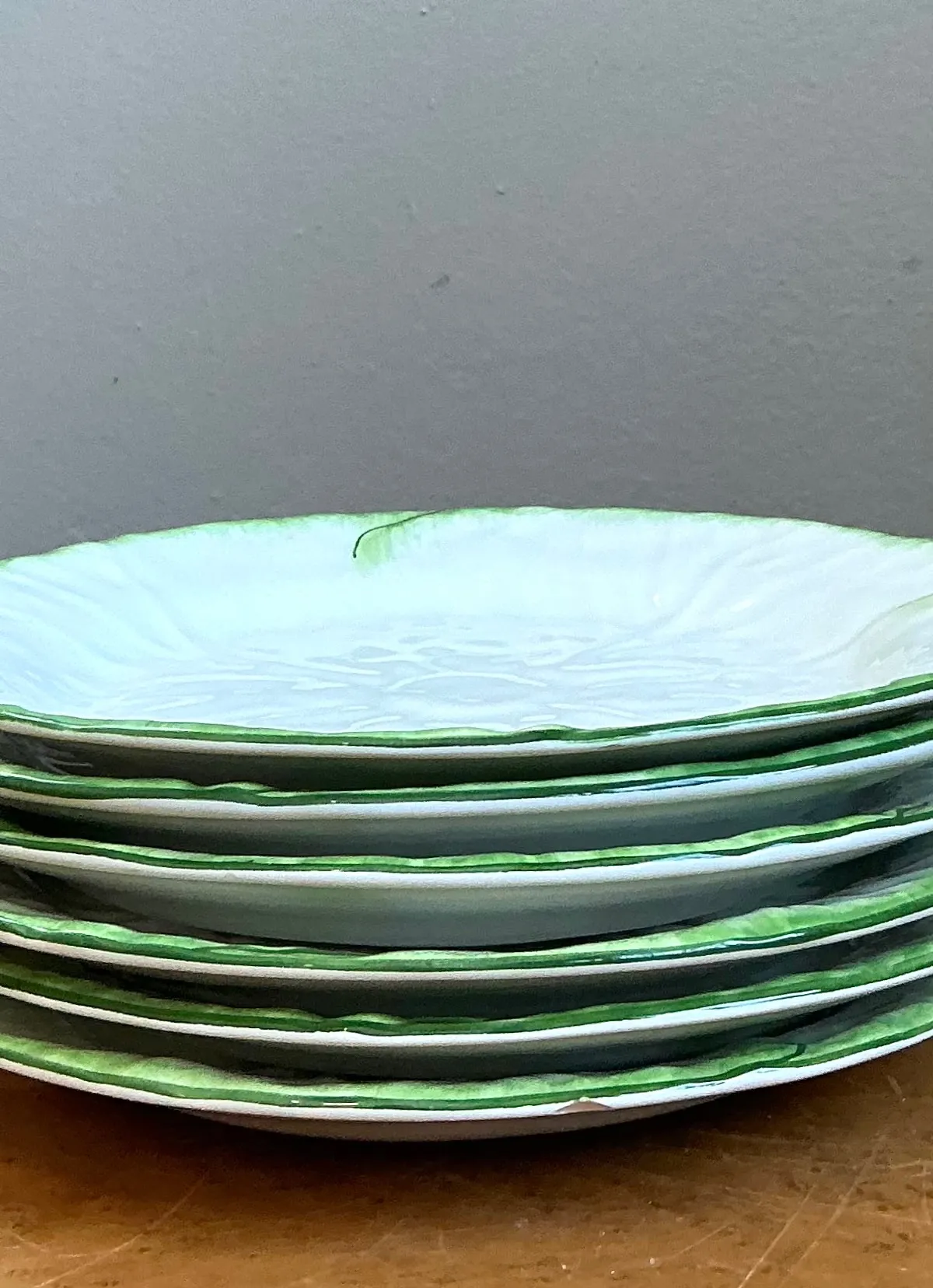 Set of 6 Vintage Tiffany and Co Ceramiche Cabbage Leaf Plates — additional photo 7