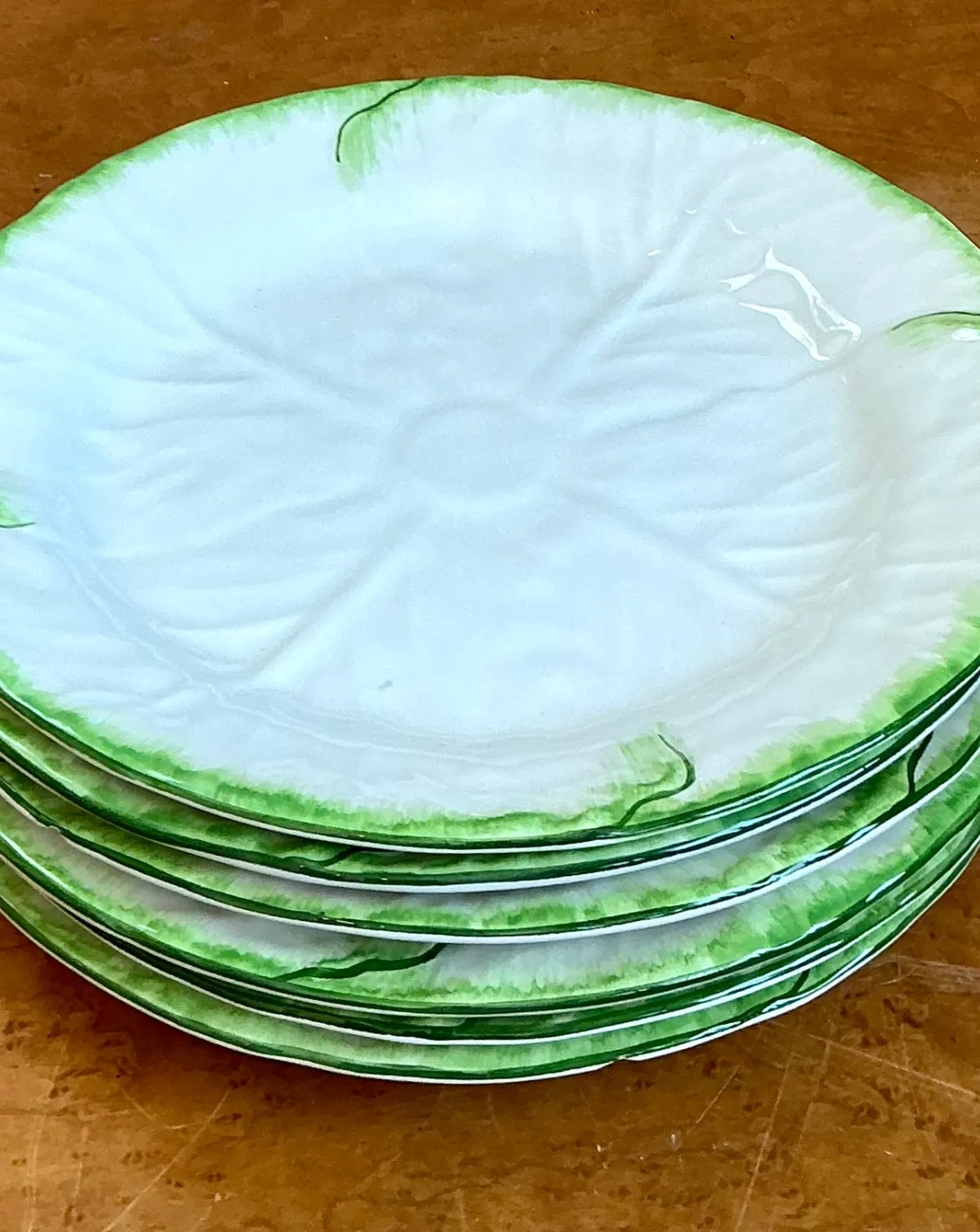 Set of 6 Vintage Tiffany and Co Ceramiche Cabbage Leaf Plates — additional photo 2