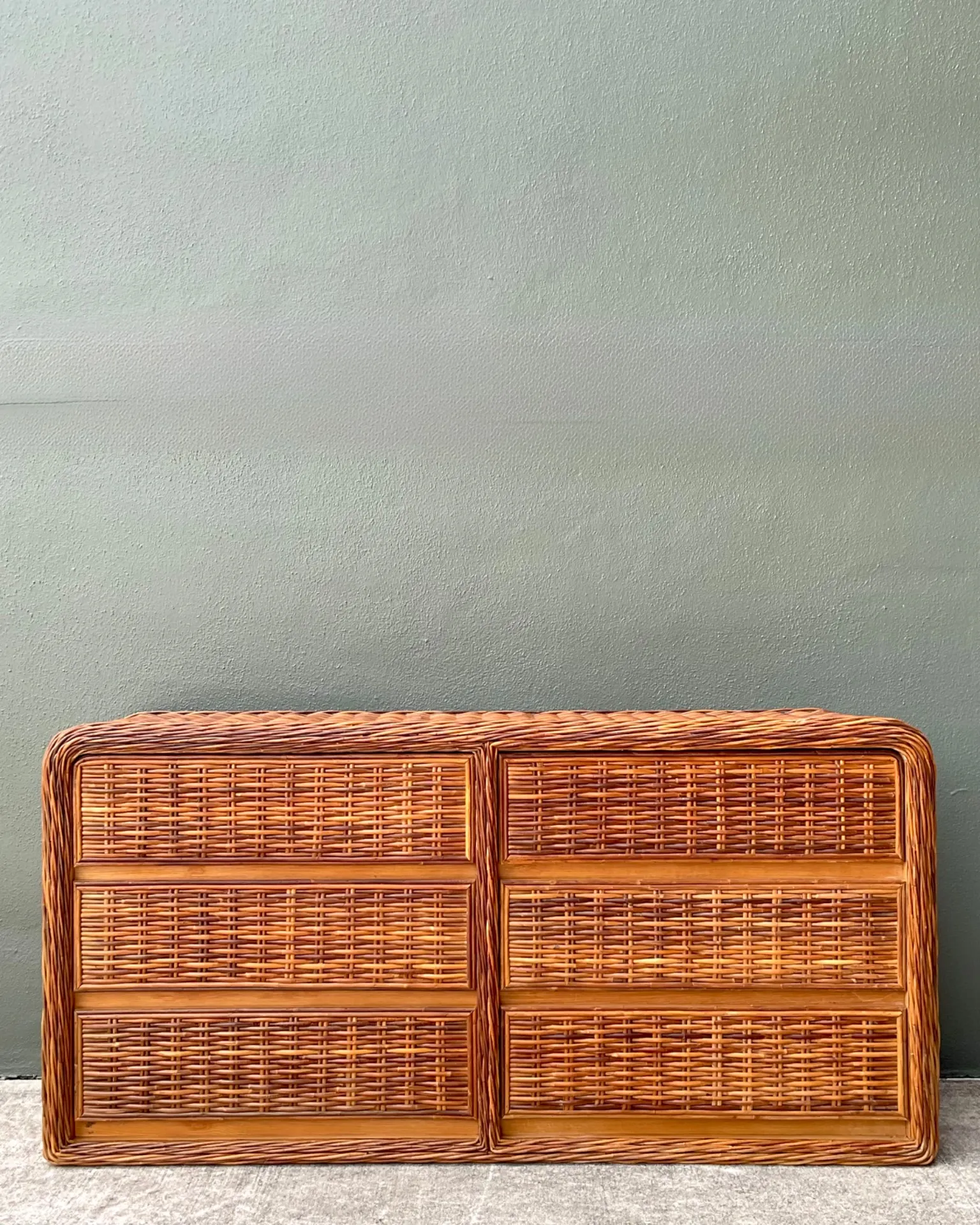 Vintage Woven Rattan Dresser - Rattan, 60W x 29.75H — additional photo 4
