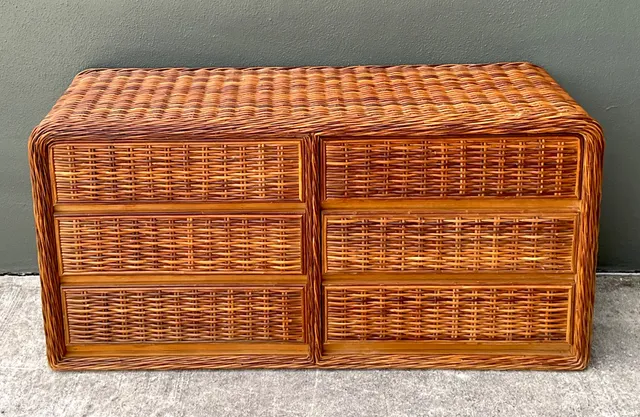 Vintage Woven Rattan Dresser - Rattan, 60W x 29.75H — additional photo 2