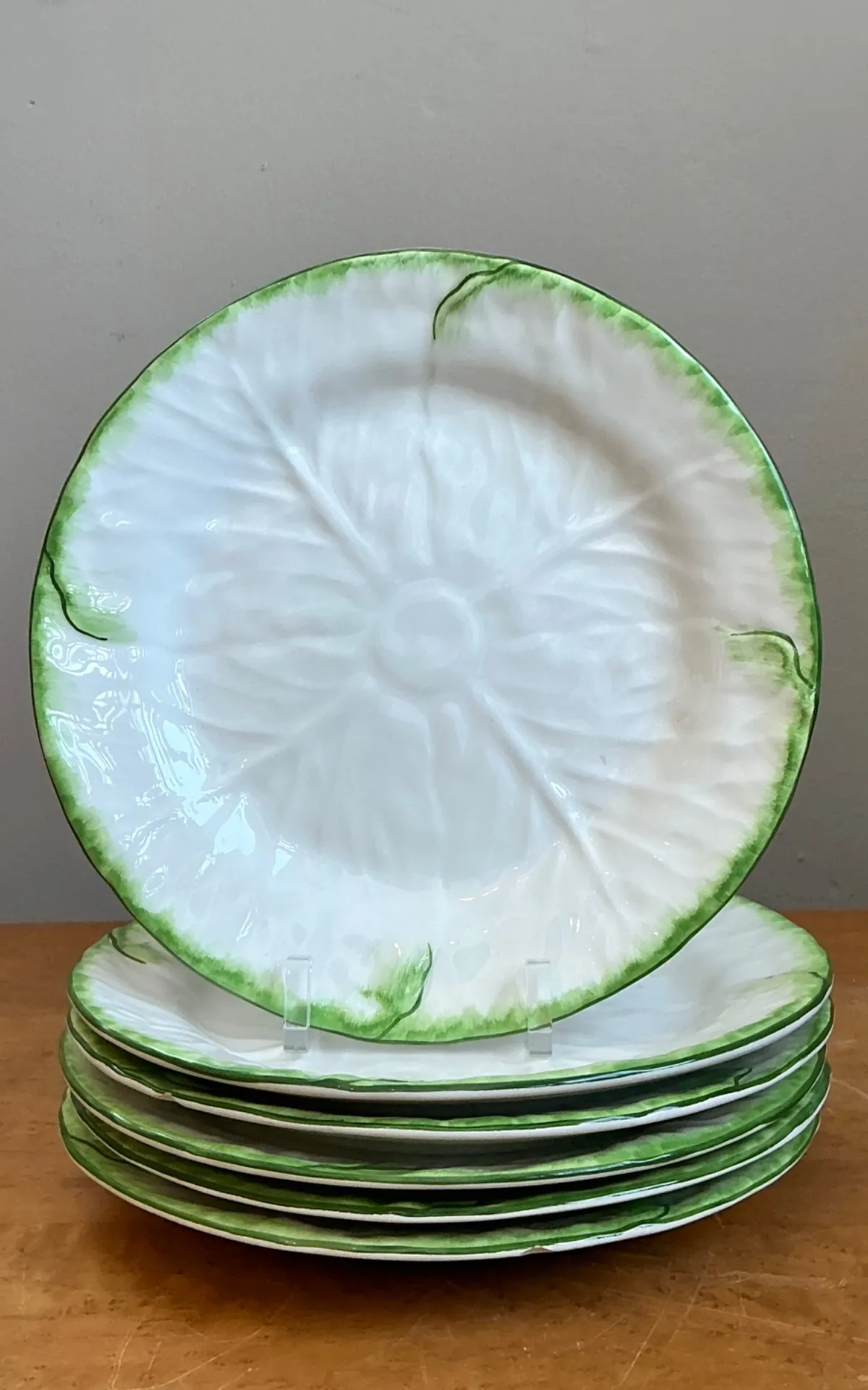 Set of 6 Vintage Tiffany and Co Ceramiche Cabbage Leaf Plates — additional photo 5