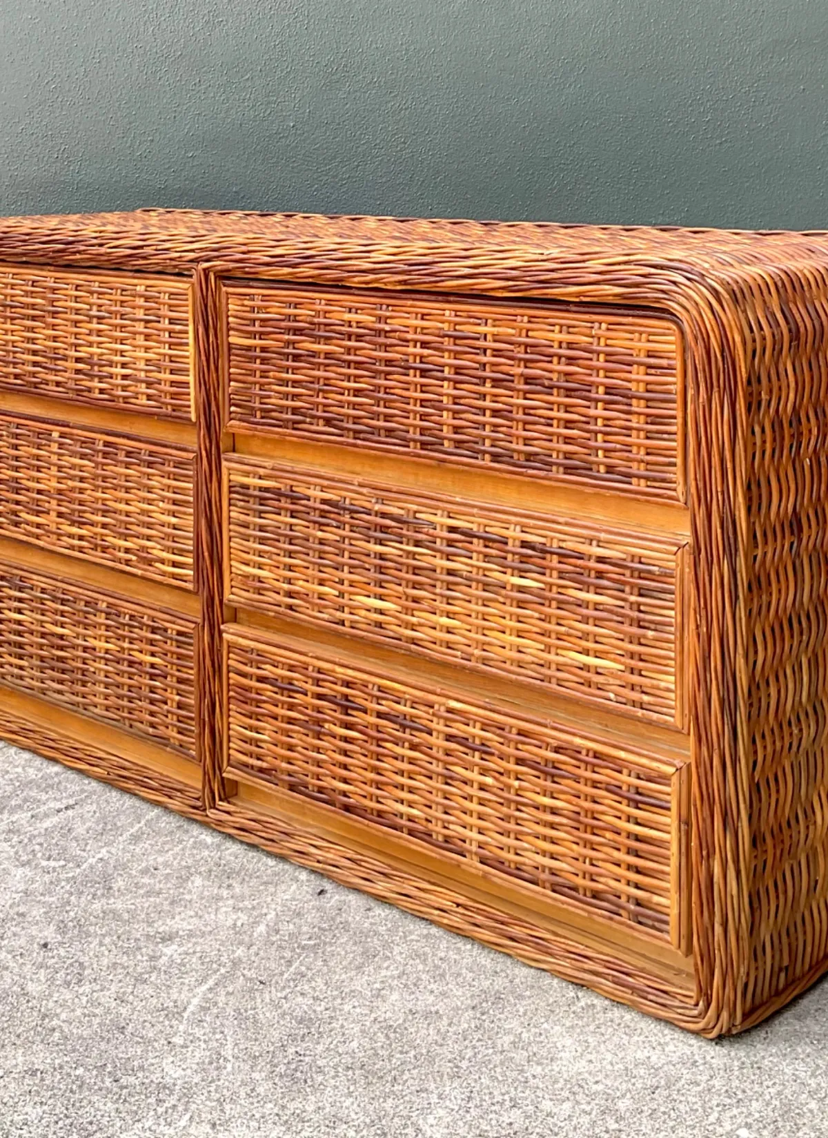 Vintage Woven Rattan Dresser - Rattan, 60W x 29.75H — additional photo 8